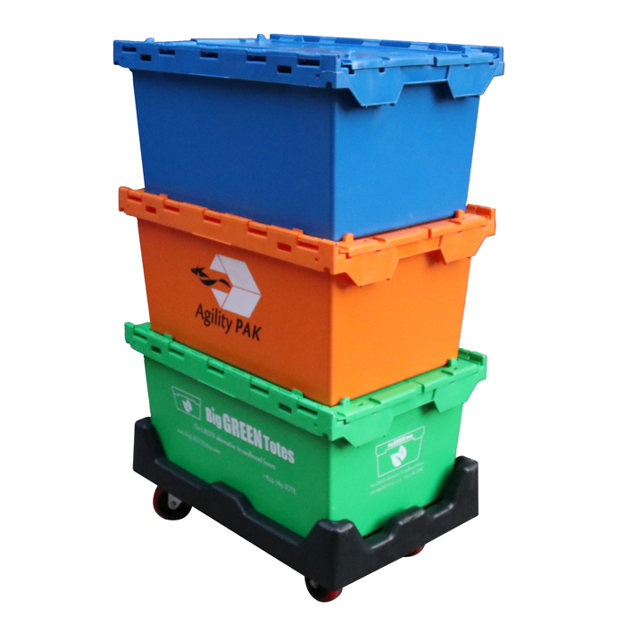 Axentia Plastic Storage Crate with Lid and Wheels 60 x 40 x 34 cm Multi-Colour 
